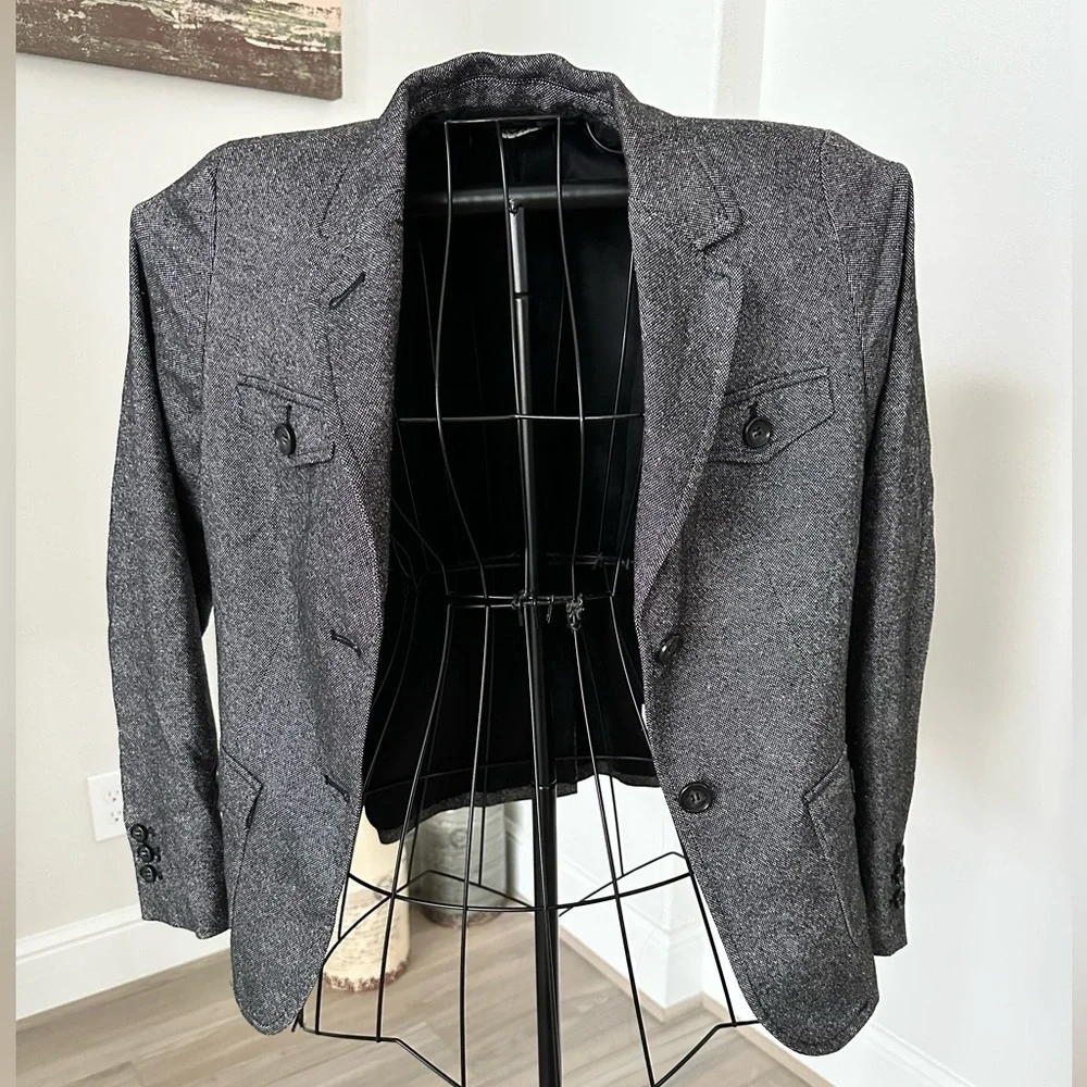 Talbots Ladies 8P Wool Blend Grey Tweed Look Classic Quality Blazer - Picture 6 of 6